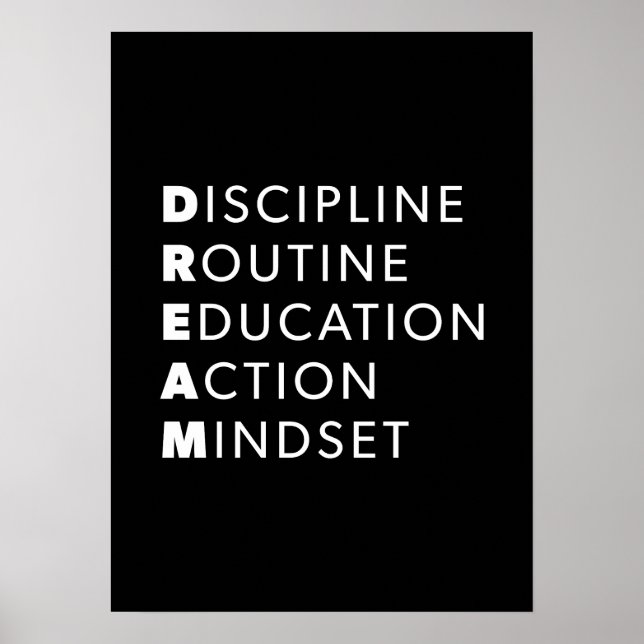 Poster Acrônimo de Sonho - Grind, Gym, Hustle, Success, M (Frente)