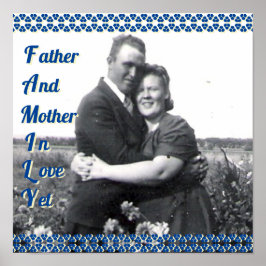 Poster Acrônimo Familiar Pais Foto Blue Floral Borders