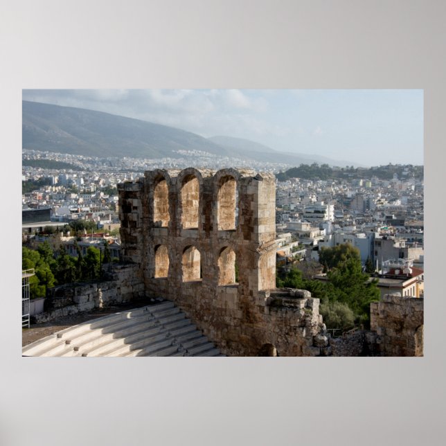 Pôster Acrópole Ruínas antigas com vista para Atenas (Frente)