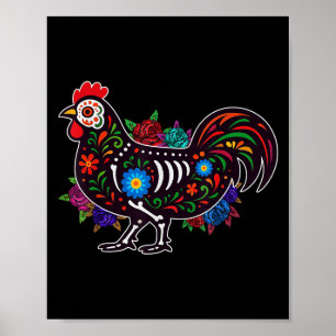 Poster Açúcar Crânio Frango Dia De Muertos Dia De Hallowe