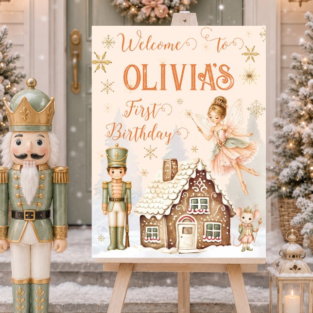 Poster Açúcar personalizado Fada do Quebra-Nozes de boas- (Sugar Plum Fairy Toy Soldier House Welcome Sign)