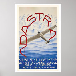 Poster Ad Astra Aero Traffic Zurich Lausanne Geneve