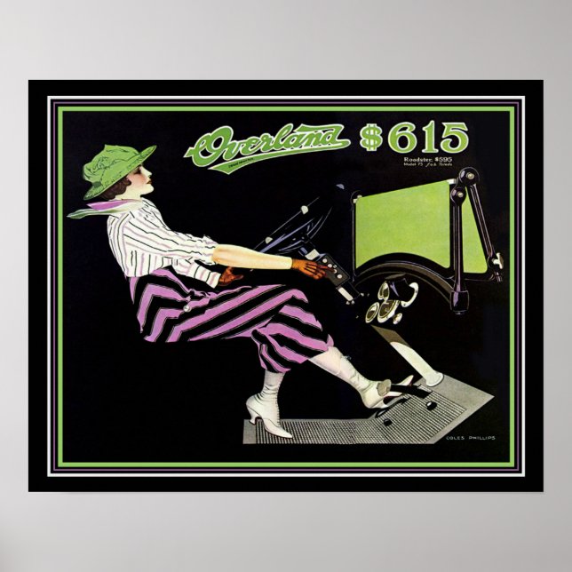 Pôster Ad-Coles Phillips 16x20 Roadster Deco "Overland" (Frente)