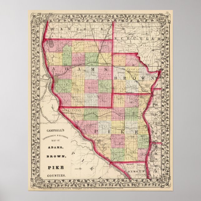 Pôster Adams, Brown, Condados Pike (Frente)