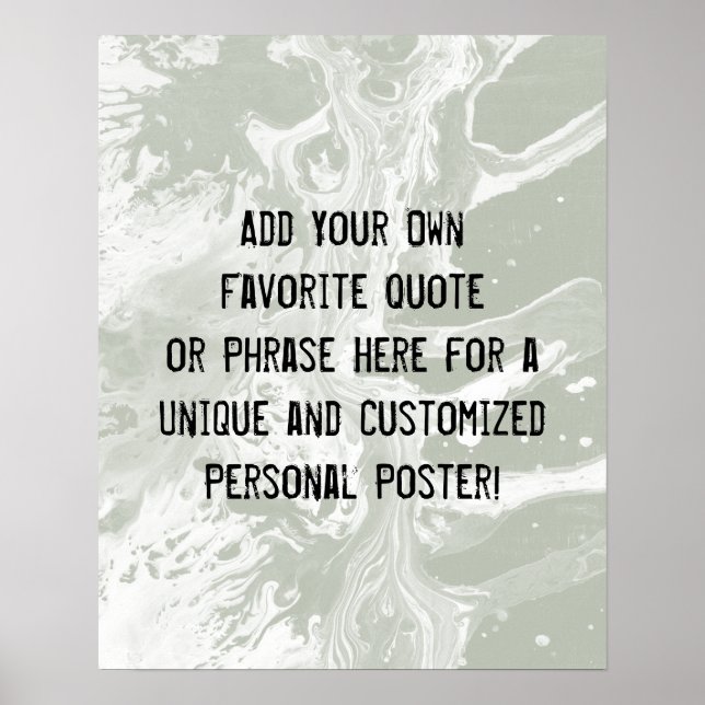 Poster Add Your Custom Quote White Marble Sage Green (Frente)