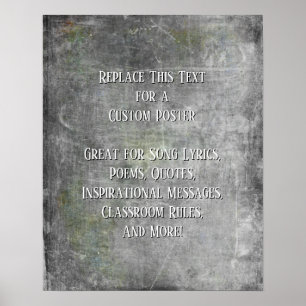 Poster Add Your Text Quote Grunge Textured Gray DIY