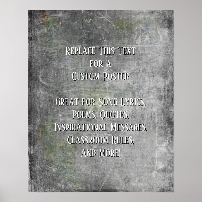 Poster Add Your Text Quote Grunge Textured Gray DIY (Frente)