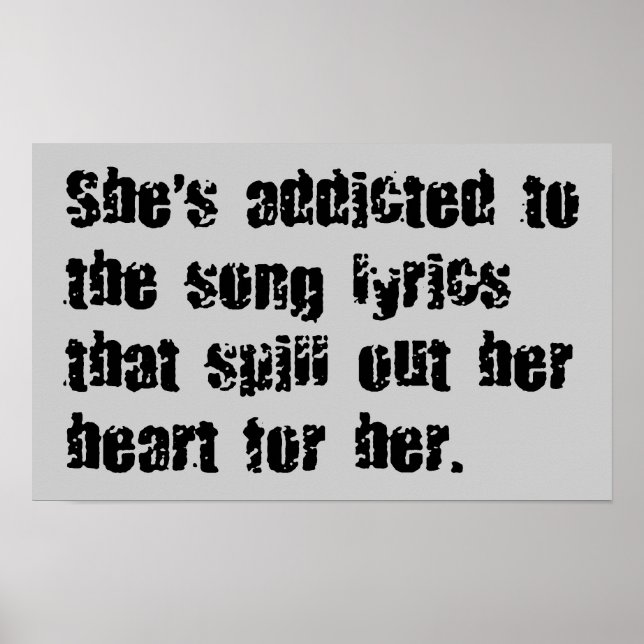 POSTER ADDICTED SONG LYRICS HEART SPILL SAD EMO COMMENTS (Frente)