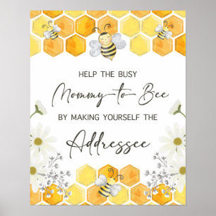 Poster Addressee Baby Shower Sign Yellow Honey Bee Theme