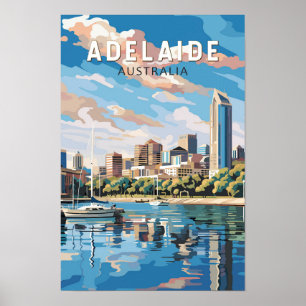 Poster Adelaide Austrália Viagem Arte Vintage