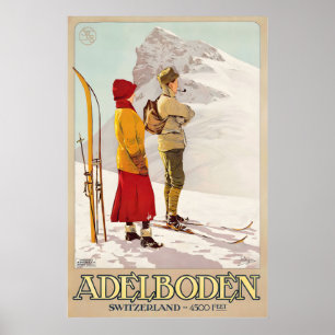 Poster Adelboden Suíça Suíça Bernesa Esqui Inverno