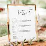 Poster ADELLA - Menu de Janto do Eat de Vamos Minimalista<br><div class="desc">Este menu apresenta um tipo de letra escondido à mão e um design moderno minimalista. Edite com facilidade o texto *maioria* para atender às suas necessidades. Este menu faz a adição perfeita ao seu simples chá de fraldas, chá de panela, casamento, aposentadoria ou qualquer outro evento contemporâneo ou boêmico! Este...</div>