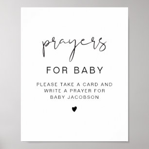 Poster ADELLA Modern Chá de fraldas Prayers for Baby Sign