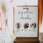 Poster ADELLA Moderno Mínimo 3 Foto Pet Signature Drink<br><div class="desc">Esta placa de bebida de assinatura possui dois slots de fotos, uma fonte escura e manuscrita, e uma design moderna minimalista. Altere facilmente a fonte e a cor de fundo para corresponder ao seu evento. Esta placa é perfeita para adicionar uma foto da noiva e do noivo, crianças, ou seus...</div>