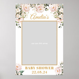 Poster Adereço de foto de chá de bebê floral rosa Boho do