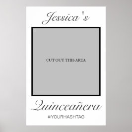 Poster Adereço de Foto de Quinceañera Branco Minimalista 