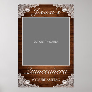 Poster Adereço de Foto de Quinceañera de Madeira Rústica 