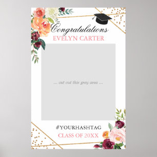 Poster Adereço de Foto para Festa de Formatura com Flores