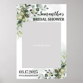 Poster Adereços de Foto Folhagem Verde Boho Chá de Noiva