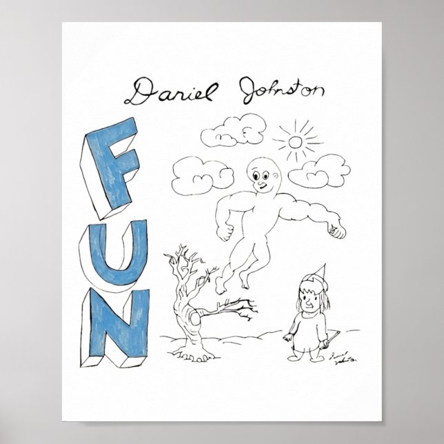 Poster Adesivo de desenho engraçado de Daniel Johnston  (Frente)