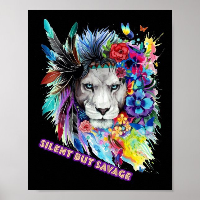 Poster Adesivo de Leão Selvagem (Frente)