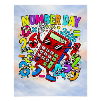 Pôster Adesivo de Matemática Divertido do Dia do Número 2