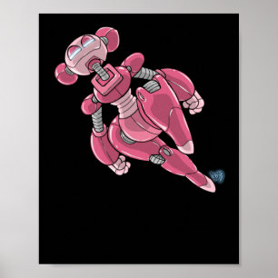 Poster Adesivo de Menina de Anime Robô Rosa