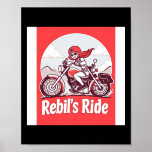 Poster Adesivo de Motociclista Rebelde