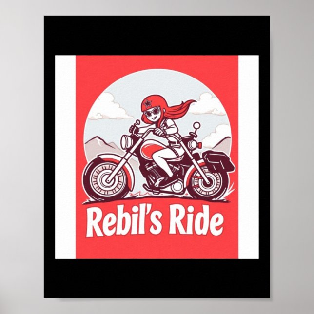 Poster Adesivo de Motociclista Rebelde  (Frente)