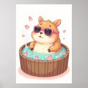 Poster Adesivo de Relaxamento de Capivara em Banheira Vib