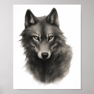 Poster Adesivo de Rosto de Lobo