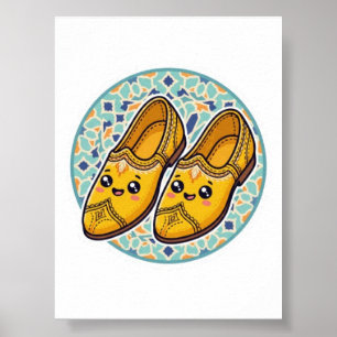 Poster Adesivo de Sapatos Amarelos Marroquinos Kawaii Bel