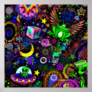Poster Adesivo de Sapo com Asas de Fada Sapo Neon Tripp