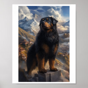 Poster Adesivo de Vista da Montanha do Mastim Tibetano
