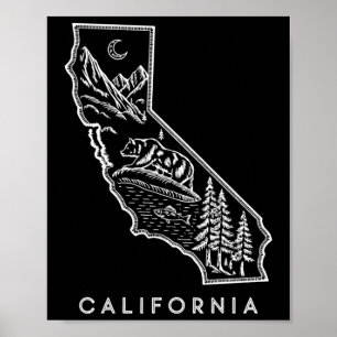 Poster Adesivo do Mapa do Patrimônio Selvagem da Califórn