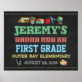 Pôster Adesivos para Foto de Crianças no Primeiro Dia de