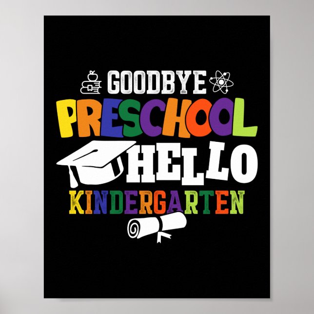 Poster Adeus pré-escola Olá jardim de infância PreK (Frente)