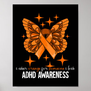 Poster Adhd Gift Uni Crianças Adhd Sensibilização - Preto