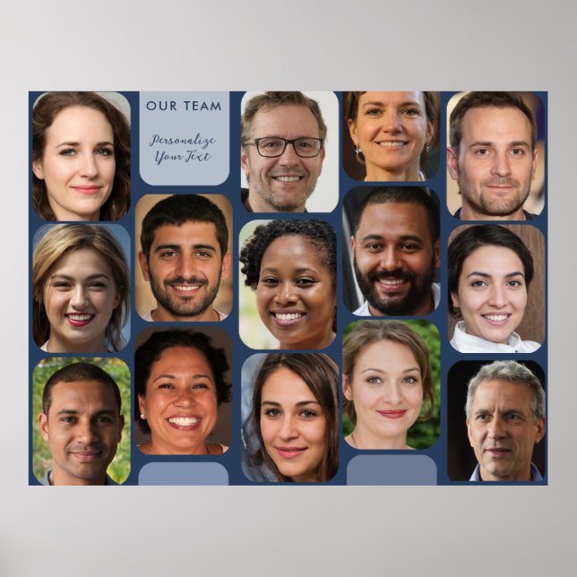 Poster Adicionar 14 Fotos Marinho Elegante Azul Moderno N (Frente)