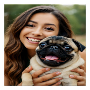 Pôster Adicionar Foto de Pug Personalizar Customizar