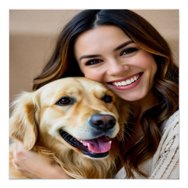 Pôster Adicionar Foto de Retriever Dourado Personalizar (Frente)