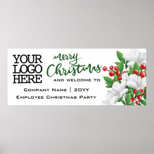 Poster Adicionar logotipo aquarela  Feliz Natal Verde