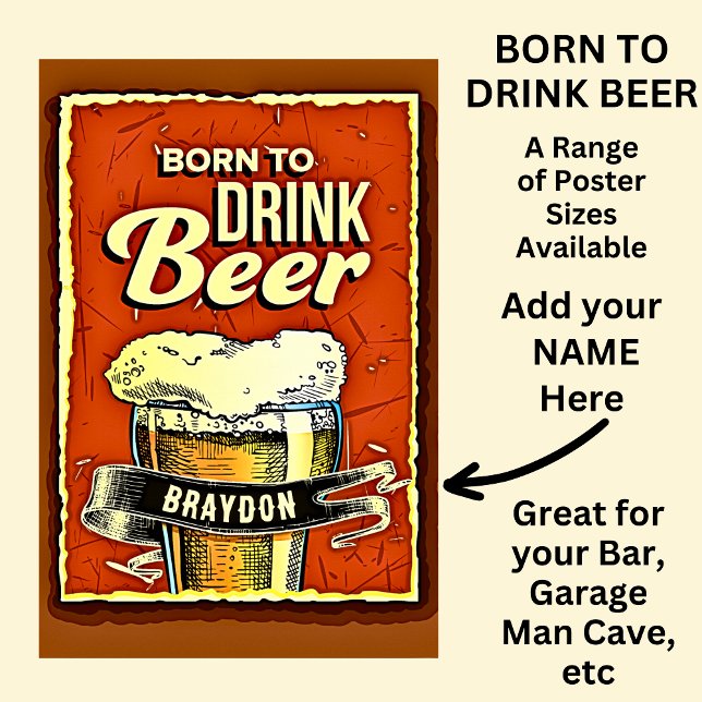 Poster Adicionar nome - Nascer para beber cerveja (Criador carregado)