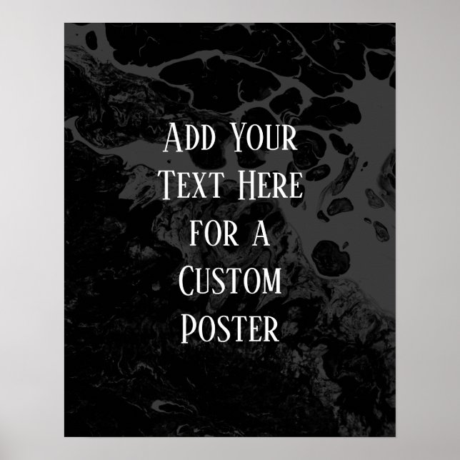 Poster Adicionar o texto personalizado Preto e Cinza (Frente)