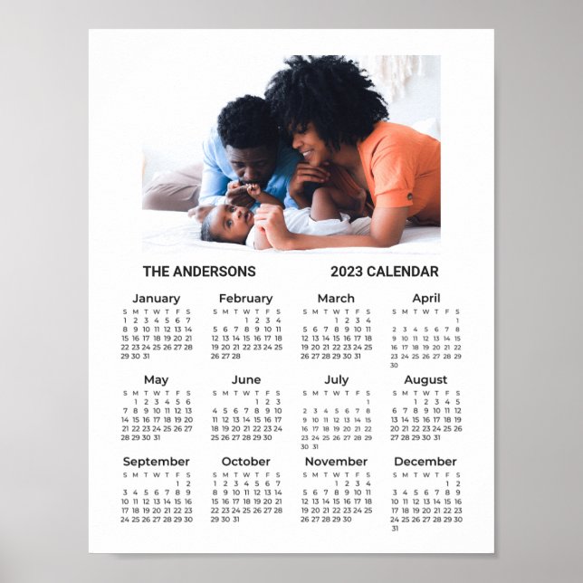 Poster Adicionar seu Calendário de Foto da Família 2023 | (Frente)