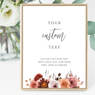 Poster Adicionar Seu Texto Personalizado, Borgonha, Sinal