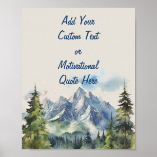 Poster Adicionar Sua Cota Personalizada Watercolor Mounta