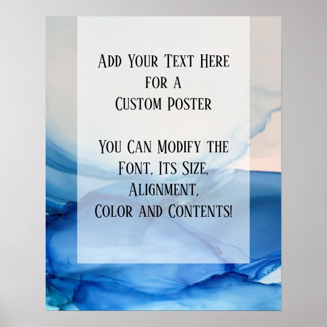Poster Adicionar Sua Tinta Abstrato Azul De Texto Persona (Frente)