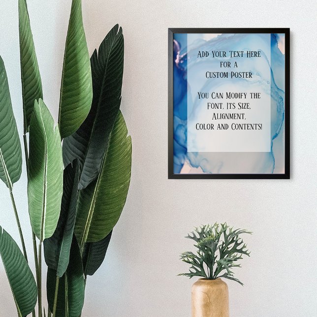 Poster Adicionar Sua Tinta Abstrato Azul De Texto Persona (Criador carregado)