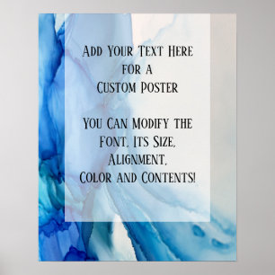 Poster Adicionar Sua Tinta De Álcool Abstrato Azul De Te